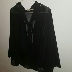 XL  black sheer blouse