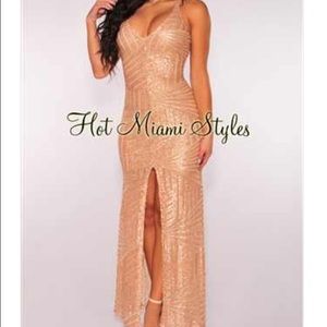 Rose gold sequin gown