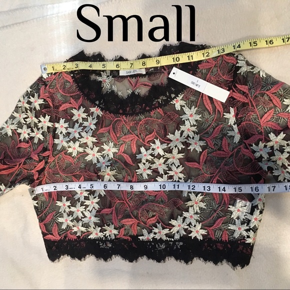 Metallic Embroidered Lace Crop Top - Picture 5 of 7