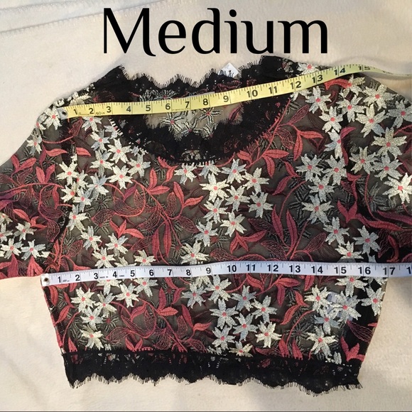 Metallic Embroidered Lace Crop Top - Picture 6 of 7