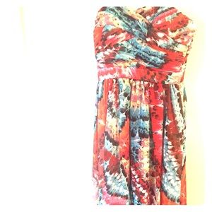 Never worn Multi color high low maxi dress