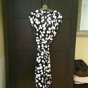 Navy and white polka-dot Banana Republic dress