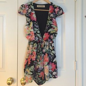 Floral deep v romper