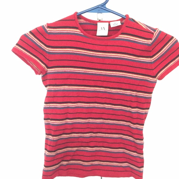 Striped AX fitted short sleeve sweater - Picture 1 of 4