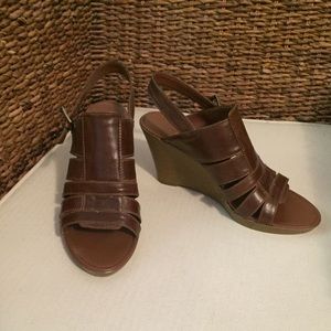 Nine West Brown Leather Wedges