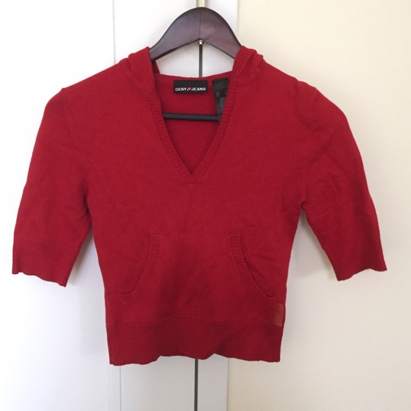 DKNY Sweaters - Cropped DKNY hooded cotton sweater, XS