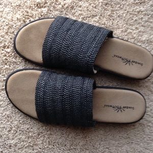 Black Straw Sandals