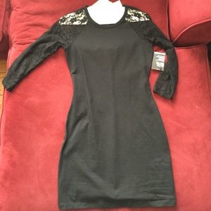 A black mini dress