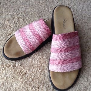 Multi-Pink Straw Sandals