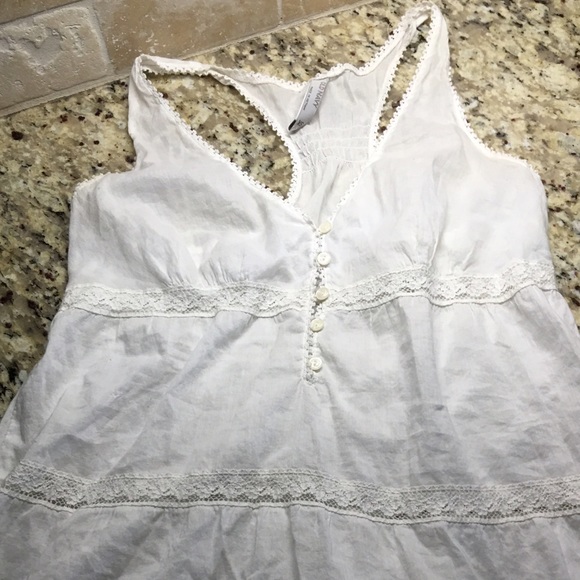 Cute white cotton frilly racer back tank