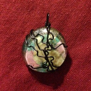 Multicolored Stone Pendant W/ Chain Handcrafted