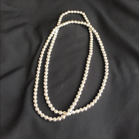 Long Silver ball necklace