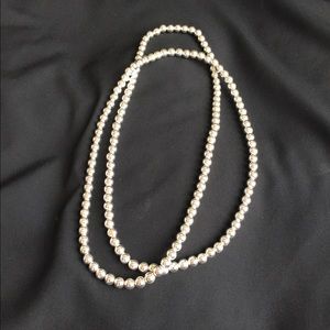 Long Silver ball necklace