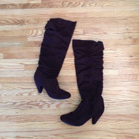 Brown faux suede boots