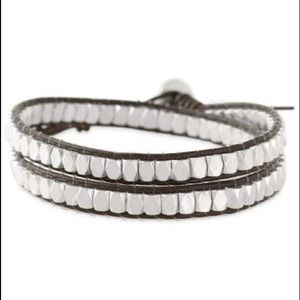 Silver nugget wrap bracelet.