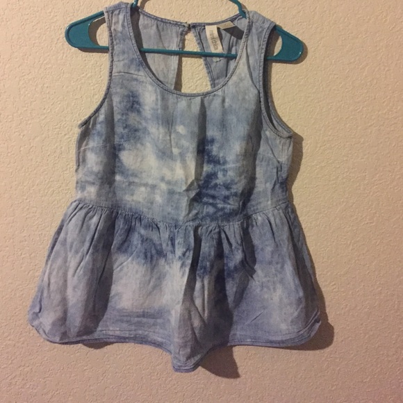 Denim, Open-back Peplum Top