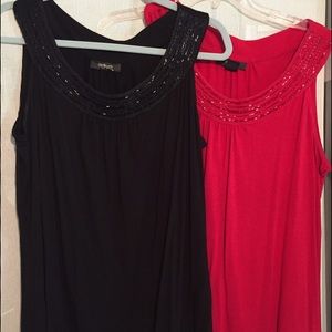 Two tank tops one red one black