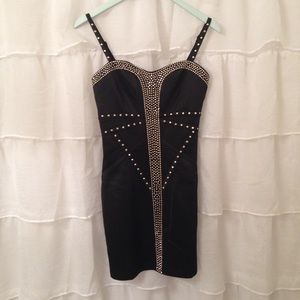 NWT Black and Gold Studded Forever21 Dress M