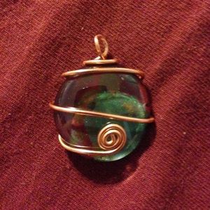 Blue Stone Pendant Handcrafted Wire Wrapped