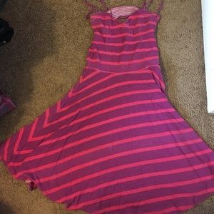 Striped Cut out back cotton dress
