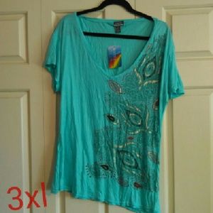 Blue fun print tee