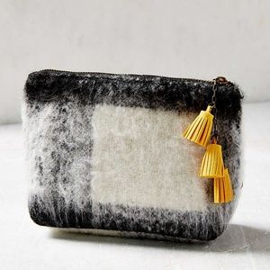 Brushed wool make up bag