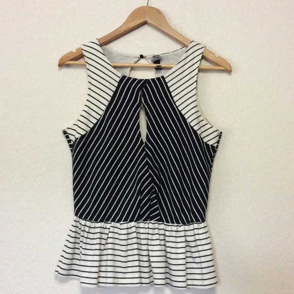Poof! Tops - Striped peplum top