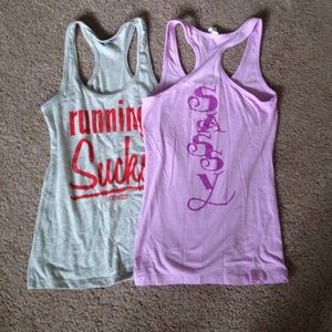 Two razorback workout tank tops