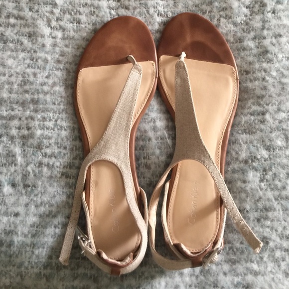 Calvin Klein t strap flats