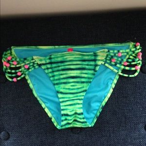 Green and navy tie dye bikini bottoms