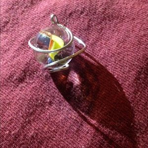 Wire Wrapped Marble Pendant With Chain