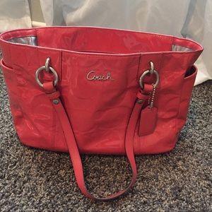 Coach patent leather purse pink/salmon