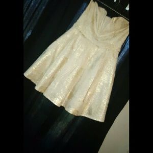 Short white and gold formal dress