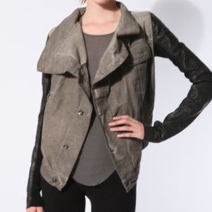 Rick Owens Leather Corduroy Combo Exploder Jacket