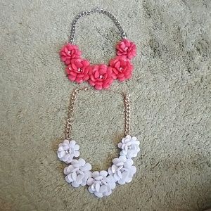 Flower/rhinestone necklaces