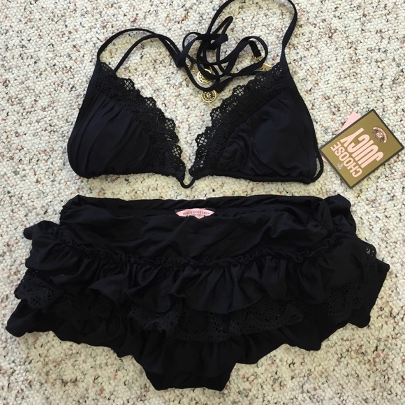 Juicy couture black skirted bikini