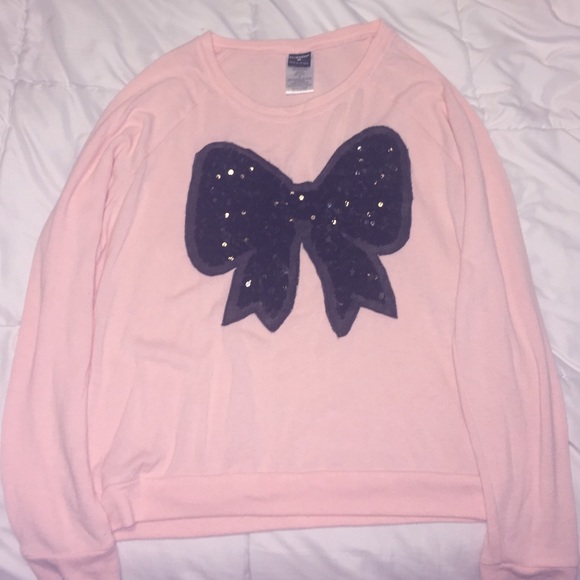 Delia's Soft Peach Bow Sweater