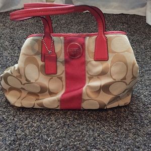 Coach purse, sand and salmon pink