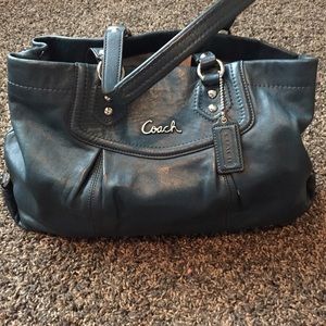 Coach handbag w/strap, deep blue color