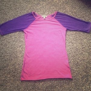 Delia's pink and purple raglan baseball tee