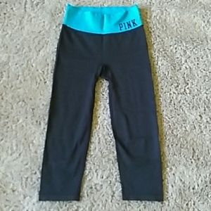 Pink yoga pants, cropped