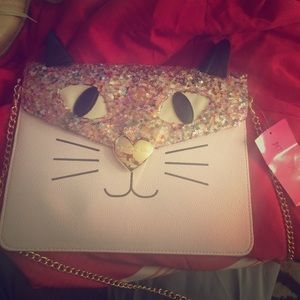 Betsey Johnson glitter cat bag!