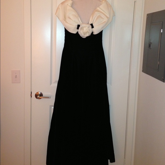 Black velvet evening gown