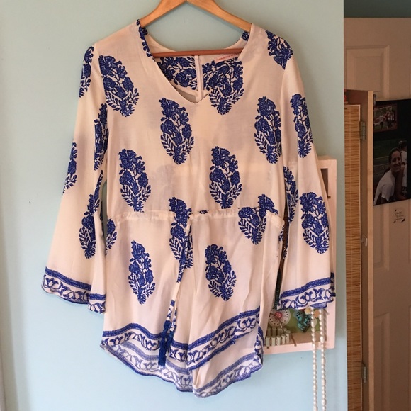 Pants - Blue & White Floral Romper🌸🌸