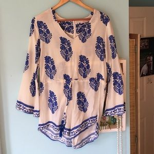 Blue & White Floral Romper🌸🌸