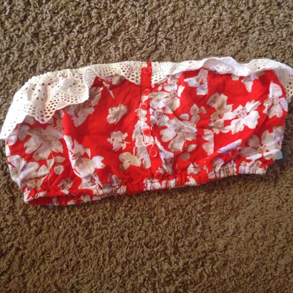 Red floral bandeau. PacSun
