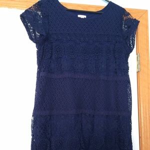 Xhilaration short sleeve lace navy dress