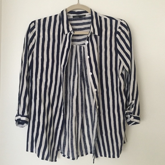 Love Culture Blue and Navy Blouse