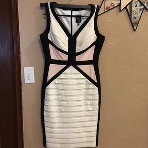 JAX Cream Pink & Black Bodycon dress