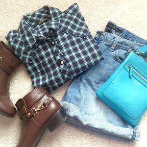 Eddie Bauer Plaid button down XL